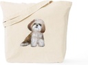 CafePress Shih Tzu (Red Wte) Tote Bag Reusable Natural Beige Canvas Shopping Bag