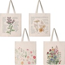 Saintrygo 4 Pieces Canvas Flowers Bible Tote Bag Gift Beautiful Floral Aesthetic Reusable Tote Bag Grocery School Book Lover Makeup Pocket for Girls Women Teacher(Flower)