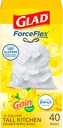 Glad ForceFlex Tall Kitchen Trash Bags, 13 Gallon, Gain Lemon Zest, 40 Count (Package May Vary)