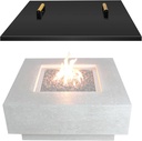 Febtech -28" Square Fire Pit Snuffer Lid - Carbon Steel FirePit Pan Lid for 26" FirePit- Steel Cover with Wooden Handles Fire Pit Shield for Outdoor Burner Cover Camping Accessories