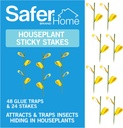 Safer Brand Home SH5026-3SR Houseplant Sticky Stake Insect Traps for Indoor Plants - 48 Traps Included - Controls Aphids, Whiteflies, Fruit Flies, Fungus Gnats, and Other Insects