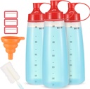 Condiment Squeeze Bottle for Sauces Wide Mouth, Plastic Squeeze Bottles for Condiments, Paint, Ketchup, Mustard, Oil, Resin, Baking, Cake Decorating, Cleaning, BPA Free-Food Grade (19 oz., 3, Count)