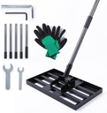 Lawn Leveling Rake with Work Gloves - Heavy-Duty Yard Leveling Rake - 17" X 10" Lawn Leveler Rake with 6.5ft Adjustable Pole - Quick to Assemble Rakes for Lawns and Garden