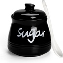 Ceramic Sugar Bowl with Lid and Spoon, 12oz Porcelain Sugar Container for Coffee Bar Accessories