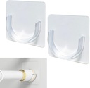Shower Rod Holder, Tension Curtain Rod Bracket No Drilling, Adhesive Shower Rod Retainer Shower Curtain Rod Holder | Shower Curtain Rod not Included Transparent (4)