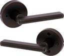 Kwikset Halifax Interior Privacy Door Handle with Lock, Round Lever for Bathroom and Bedroom, Venetian Bronze Reversible Keyless Push Button Lock Door Lever, with Microban Protection