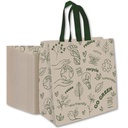 Bagways 30 PACK Reusable Grocery Bags with Handles, Durable, Foldable, Washable Eco-Friendly Shopping Totes, 14x6.5x14 Inch, Beige/Green Design