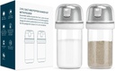 2 in 1 Glass Salt and Pepper Shaker with Side Pour Spout, Built-in Lid to Slow Down Dampness with Measuring Marks, Elegant Borosilicate Glass Salt Dispenser for Kitchen, BPA Free,4oz (White)