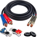 Air Line Hose Assembly, 15FT Rubber Air Hose With Grip, Galdhand and Gladhand Seals, Heavy Duty Air Lines for Tractor Trailer - (Set of 2)