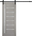 SARTODOORS Quadro 4088 | Interior Single Sliding barn Door with Frosted Glass, MDF, 32x80, Black, Modern Style | Hardware Included
