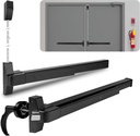 IRONWALLS 32” Door Push Bar Panic Exit Device with Exterior Door Lever and 27.5” Panic Bar with Vertical Rod for Double Doors, Commercial Emergency Exit Door Panic Hardware, Black