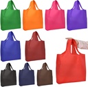 Lzerking Reusable Grocery Bags 10 Pack Reusable Grocery Bags Foldable Durable Nylon Bags Shopping Bags for Groceries with Handles Washable Heavy Duty Polyester, 10 Colors