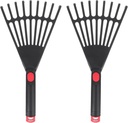 Lawn Rake Head Hand Rake Garden Tool, 2PCS Plastic Hand Rake Soil Tiller with Ergonomic Handle, Small Rake for Leaves, Gardening, Cultivating, Loosening Soil & Spreading Mulch