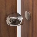 4 Set Magnetic Cabinet Door Catches Hardware Fittings with Neodymium Magnets for Furniture Door Stoppers, Closer, Latch, Nickel Color, Free Wood Screws
