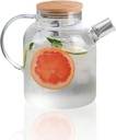 Glass Pitcher with Lid and Spout, 1800ml Water Pitcher Large Iced Tea Pitcher Beverage Pitchers Glass Carafe for Hot Cold Water
