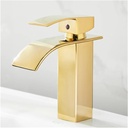 Waterfall Basin Bathroom countertop Installation Single Handle Vanity Sink hot and Cold Water Mixer Faucet Crane (Color : A-Short)