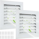 Gisafai 2 Pcs 10" x 10" Gable Vent Aluminum Alloy Wall Vents Shed Attic Vent with Screen Return Air Grill with Screws, for Ventilation Exterior Doors Wall House (White)