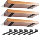 6 Pack Heavy Duty Shelf Brackets 8 inch, Floating Shelf Brackets(1/5”-Thick), L-Shaped Wall Shelf Bracket Hidden Shelf Bracket Black（8inch-6pack）