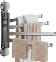 Suction Cup Towel Rack,Space Saving Wall Mounted Swivel Towel Holder, SUS304 Stainless Steel 4-Arm No Drilling Towel Bar for Bathroom, Kitchen-Grey