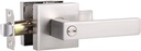 Knobonly 7 Pack Reversible Stain Nickel Door Handle, Square Privacy Door Lever for Interior Use