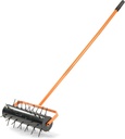VINGLI Lawn Aerator, 17 inch Heavy Duty Lawn Aerator Tool, Rolling Aerator Lawn Tool with 42 Spikes for Garden Yard Patio Maintaining, Orange & Black