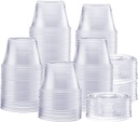GUSTO [4 oz. - 200 Count Clear Disposable Plastic Portion Cups with Lids - Soufflé Cups, Jello Shot Cups With Lids, Clear Plastic Containers Perfect for salad Dressing and More