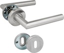 Amig - Set of Handles with Rosette for Doors | 136 x Ø19 mm | Elegant and Simple Design | Ideal for Your Home or Office | Stainless Steel | Matte Silver | Includes Throat Wrench