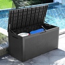YITAHOME 100 Gallon Large Deck Box, Outdoor Resin Storage Boxes for Patio Furniture, Outdoor Cushions, Garden Tools, Water Resistant and Lockable