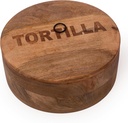 Handcrafted Wooden Mexican Tortilla Warmer Basket Indian Chapati Roti Bread Holder Box Pancake Keeper Serveware Hot Pot Casserole Dish With Lid Home Kitchen Dining Decor, Natural Brown, 9 x 3 Inches
