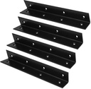 4 Pack 10" Widen Corner Brace, Black L Bracket for Wood, Carbon Steel, 1/8" Thick