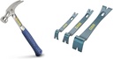 ESTWING Hammer - 16 oz Straight Rip Claw with Smooth Face & Shock Reduction Grip - E3-16S & 3-Piece Pry Bar Set - 5.5", 7.5" & 10" Nail Pullers with Wide, Thin Blades