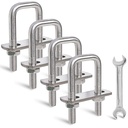 4 Sets M8 Square U-Bolts,u-Bolts 1 inch Wide,304 Stainless Steel Square u-Bolts,with Nuts,Bolt Plate and washers (4, M8 x 25mm x 70mm)