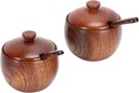 2Pcs Salt Box Spice Jar Wood Salt Cellar Box Storage Jar Sugar Jar Pepper Seasoning Container Rack for Keeping Table Salt, Gourmet Salts, Herbs or Favorite Seasonings