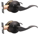 Mengico 2 Pack Passage Door Lever No Lock, Oil Rubbed Bronze Door Handle Interior, Closet Hallway Door Handle,Reversible Wave Lever Handles
