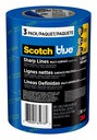 ScotchBlue Sharp Linie Malarz Taśma, 1.88 Inches x 60 Yards, 3 Rolls, Niebieski, Taśmy farby Chroni powierzchnie i usuwa łatwo, Edge- Lock Taśma do malowania wewnątrz i na zewnątrz
