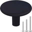6 Pack 1.65 inch Kitchen Cabinet Handles Round Matte Black Dresser Drawer Knobs Simple Cabinet Hardware Pulls for Closets