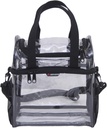 Amaro Premium 0.55mm Clear Dual Compartments Lunch Bag - Transparent Reusable Lunch Box for Adults - Ideal for Workplaces - Adjustable Shoulder Strap - Large Side Mesh Pockets