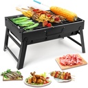 Uten Charcoal Grill, BBQ Grill Folding Portable Lightweight smoker Grill, Barbecue Grill Small desk Tabletop Outdoor Grill for Camping Picnics Garden Beach Party 17''x11.6''x 2.6''