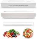 souG Reusable Plastic Wrap Dispenser with Cutter, Food Wrap Dispenser, Refillable Cling Film/Wax Paper, 1 Roll Plastic Food Wrap Included