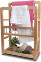 Free Standing Towel Racks for Bathroom - Besuerte 2 Tier Bath Towel Rack, Blanket Rack Stand for Living Room, Bedroom, Towel Drying Rack for Bathroom, 31.5" H Blanket Holder with White Towels Letters