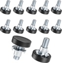 1/4" Thread Leveling Feet, 12 PCS Adjustable Furniture Levelers with T-Nuts, Threaded Screw-in Table Feet for Individual Adjustment