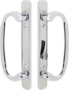 Solid Brass Sliding Glass Door Handle Set and Mortise Lock, 3-15/16” CTC Screw Holes (1-3/4" Door Thickness, Polished Chrome)