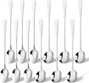 Silver Iced Tea Spoons - Long Handle Stainless Steel Spoons for Stirring Ice Cream (Pack of 12)