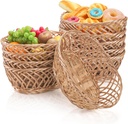 10 Pack Plastic Oval Basket, 10"x7.5"x4" Wicker Bread Basket Bin, Small Empty Food Fruit Storage Serving Bowl, Gift Basket Bulk for Kitchen Restaurant Party Centerpiece Display Christmas