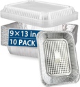 Aluminum Pans with Lids 9''x 13'', Tin Foil Disposable Pans, Extra Heavy Duty Baking Pans, Chafing Trays with Lids, Half Size Steam Table Pans, Food Containers for Catering Party Meal Prep Storage