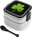 Saint Patrick's Day Portable Bento Box with Handle 2 Compartment Leak-Proof Stackable Lunch Box for Work Picnic Camping