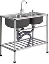 Outdoor Utility Sink Stainless Steel Double Bowl Sink,Durable,Easy To Clean,Very Suitable For Kitchen, Bathroom, Garage, Laundry Room, Outdoor Garden 30.3" X 16.6" X29.6"