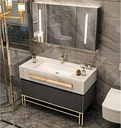 Bathroom Vanity - Stylish Bathroom Vanity with Sink & Smart Defog Mirror - Multi-Layer Solid Wood | Wall-Mounted