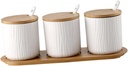 Zerodeko Ceramic Seasoning Storage Box Set Food Grade Moistureproof with Lid Removable Compartments for Salt Sugar Spices Kitchen Essential for Home Cooking
