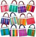 More Fiesta 12 Mini Mexican Tote Mercado Bags 5 inch by 5 inch - Assorted Colors - Small Mexican Mercado Bags (High Thread Mesh)